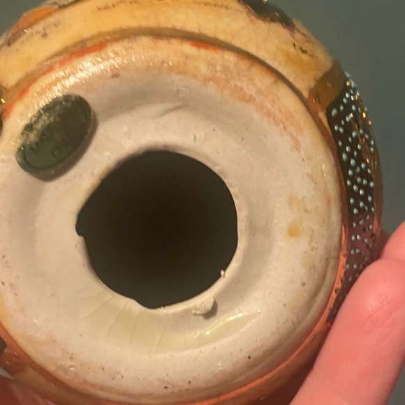 Vintage Satsuma Moriage Style Egg Hand Painted Geisha Floral Gold 4” H - Picture 6 of 9